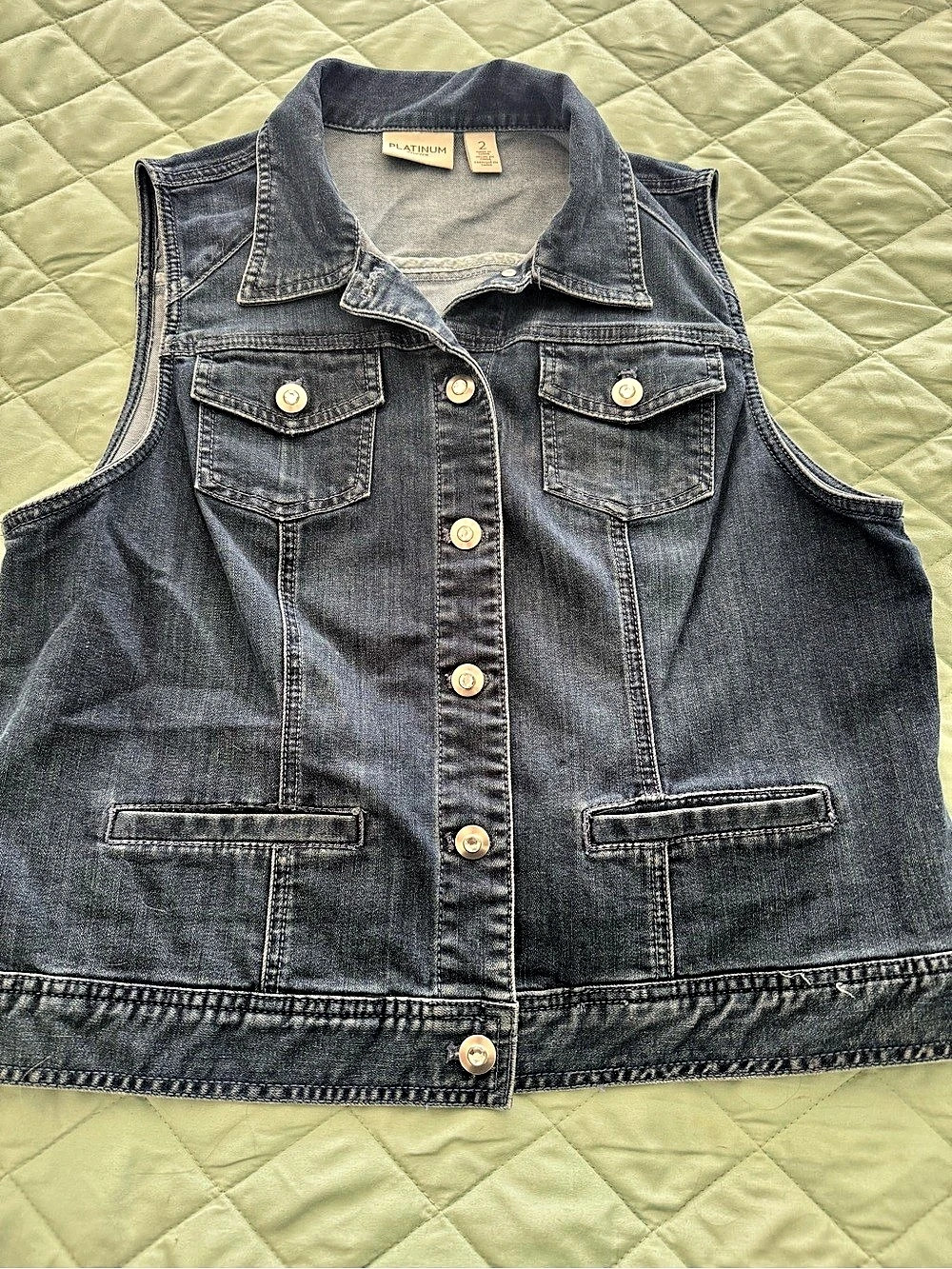 Chico's Platinum Denim Vest Denim Vest Blue Size 2 Like New